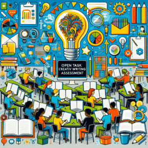 Tes Penilaian Menulis Kreatif dengan Tugas Terbuka – AI Quiz Theme Image